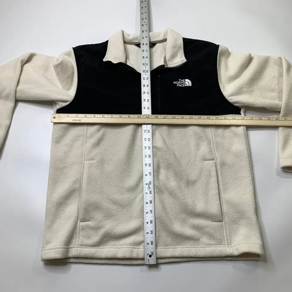The North Face Jacket Mens M Medium Ivory Black Denali Fleece Zip Up Colorblock